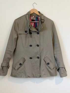 Vintage Y2K Oakley Women's Olive/Khaki Double-Breasted Trench Coat